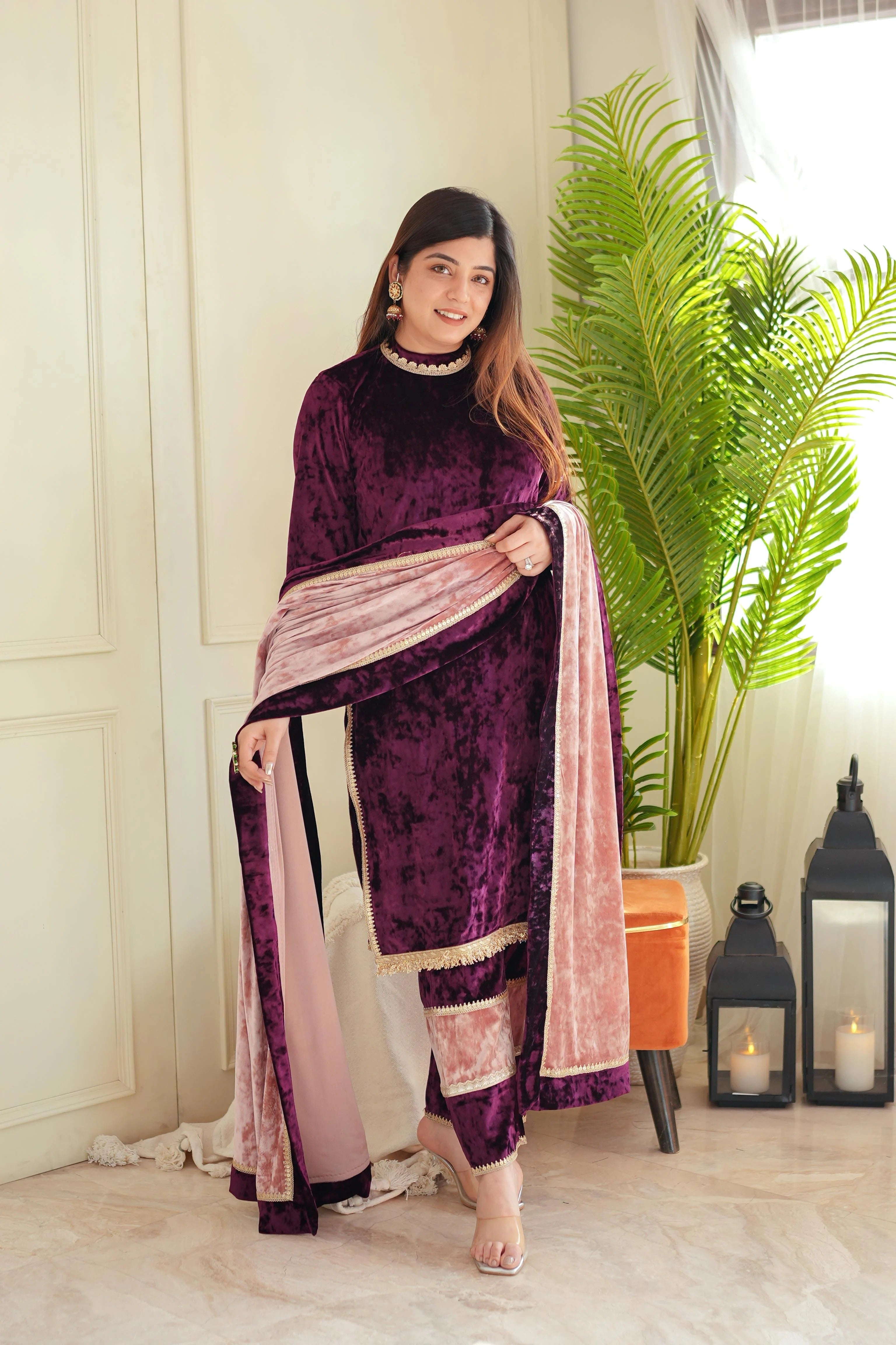 Mahroon Colored Indian Dress