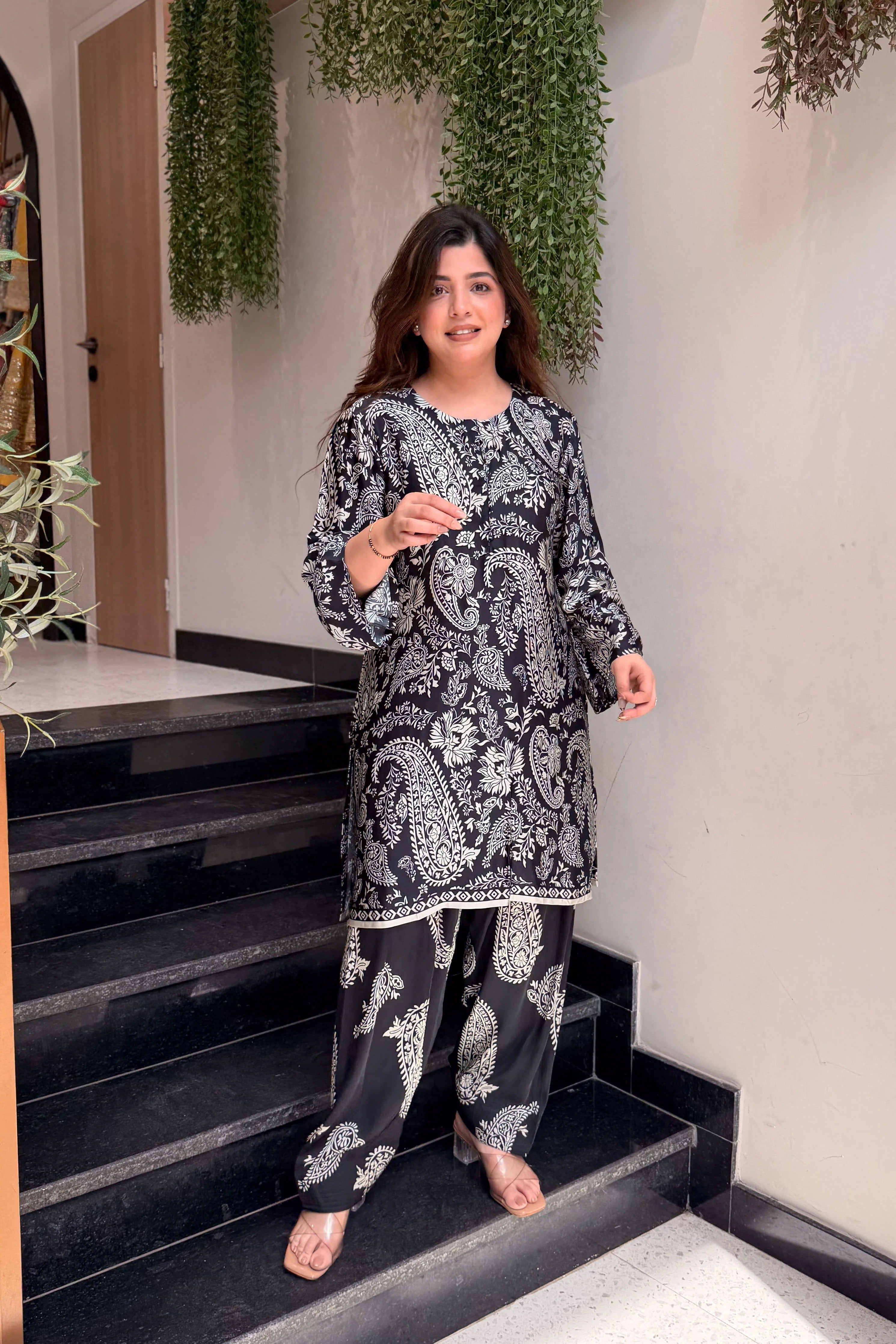 Black Colored Indo-Western Suit