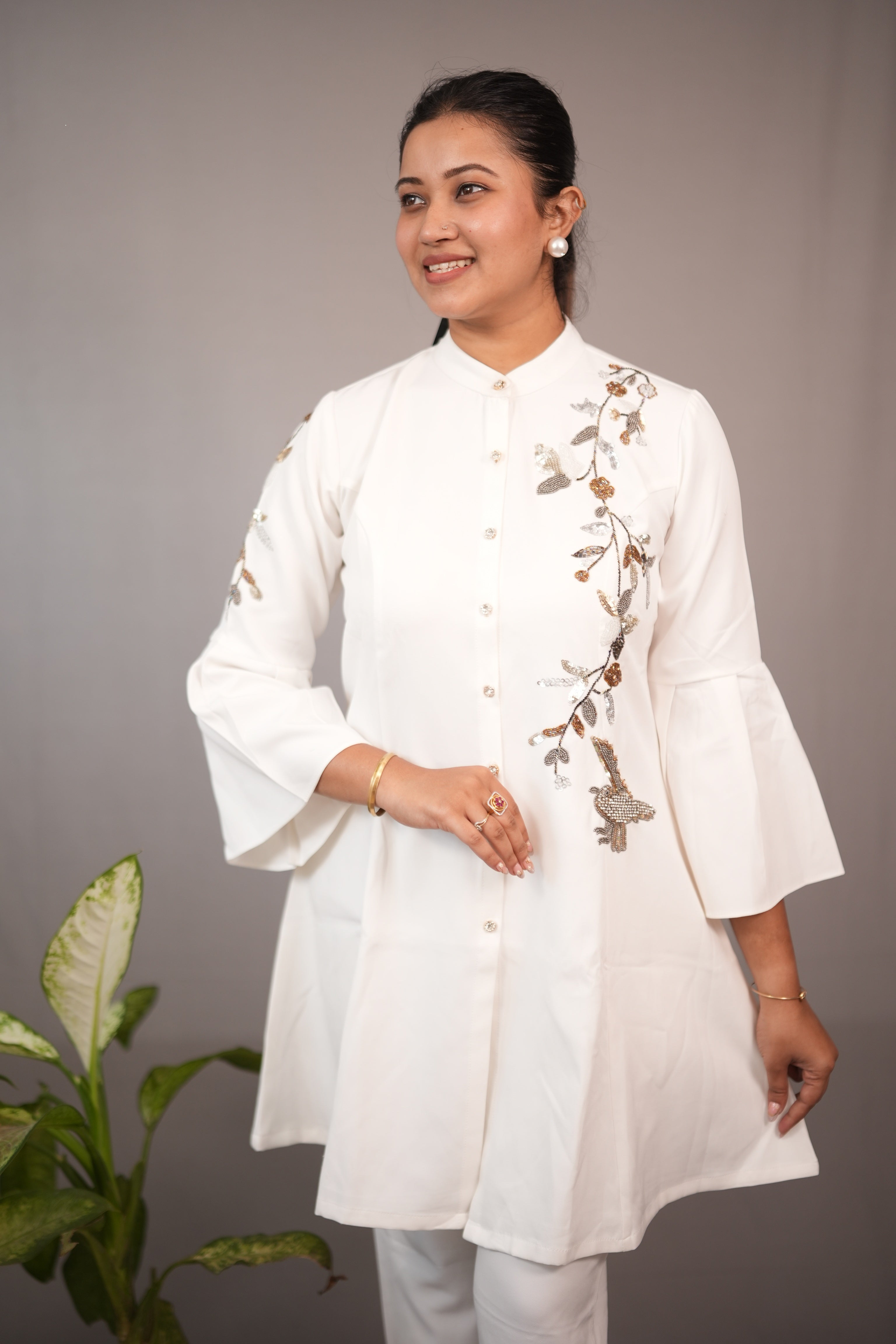 ivory botanical  co ord set