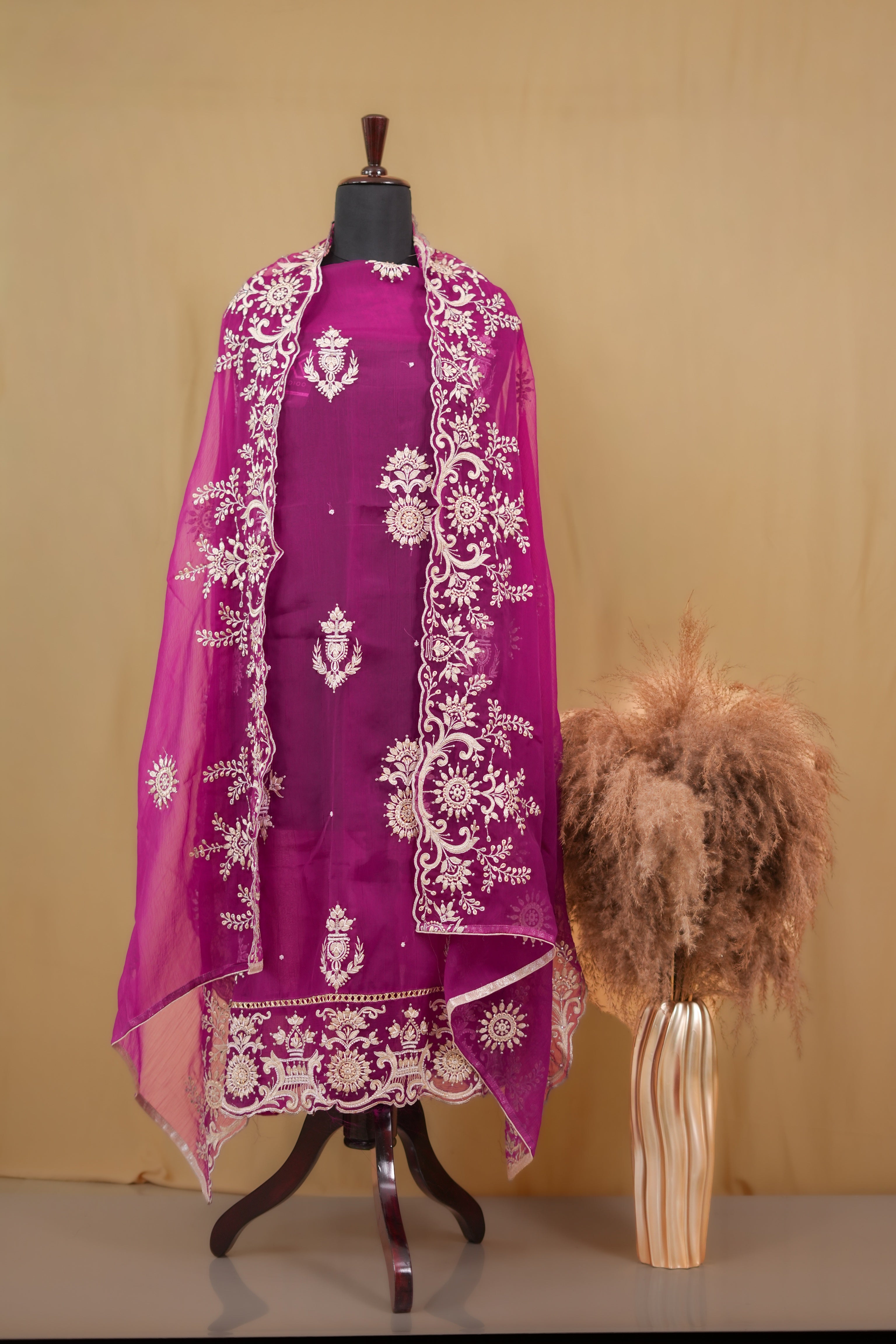 Plum Filigree Empress unstitched suit