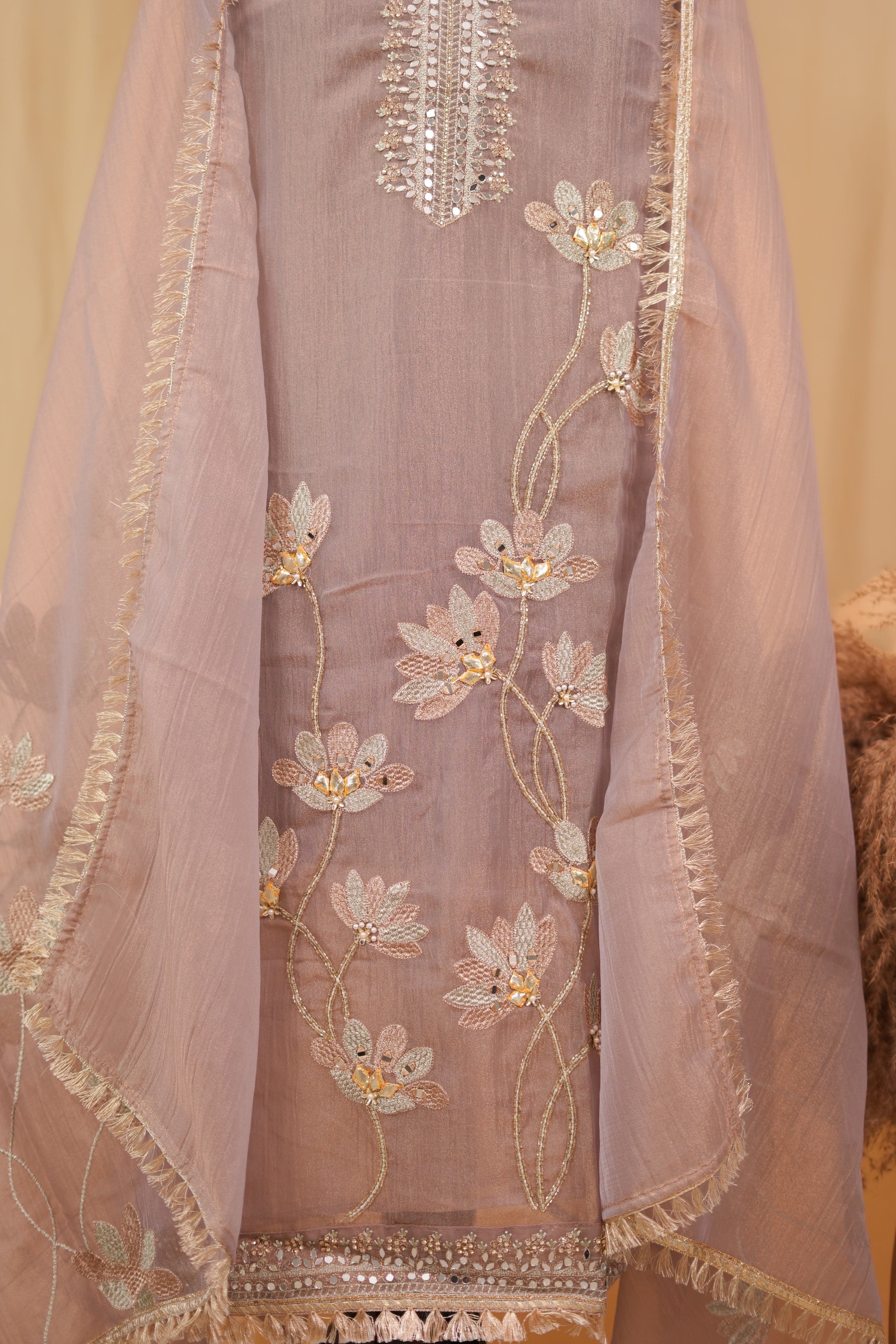 The Pastel Lotus Lattice unstitched suit