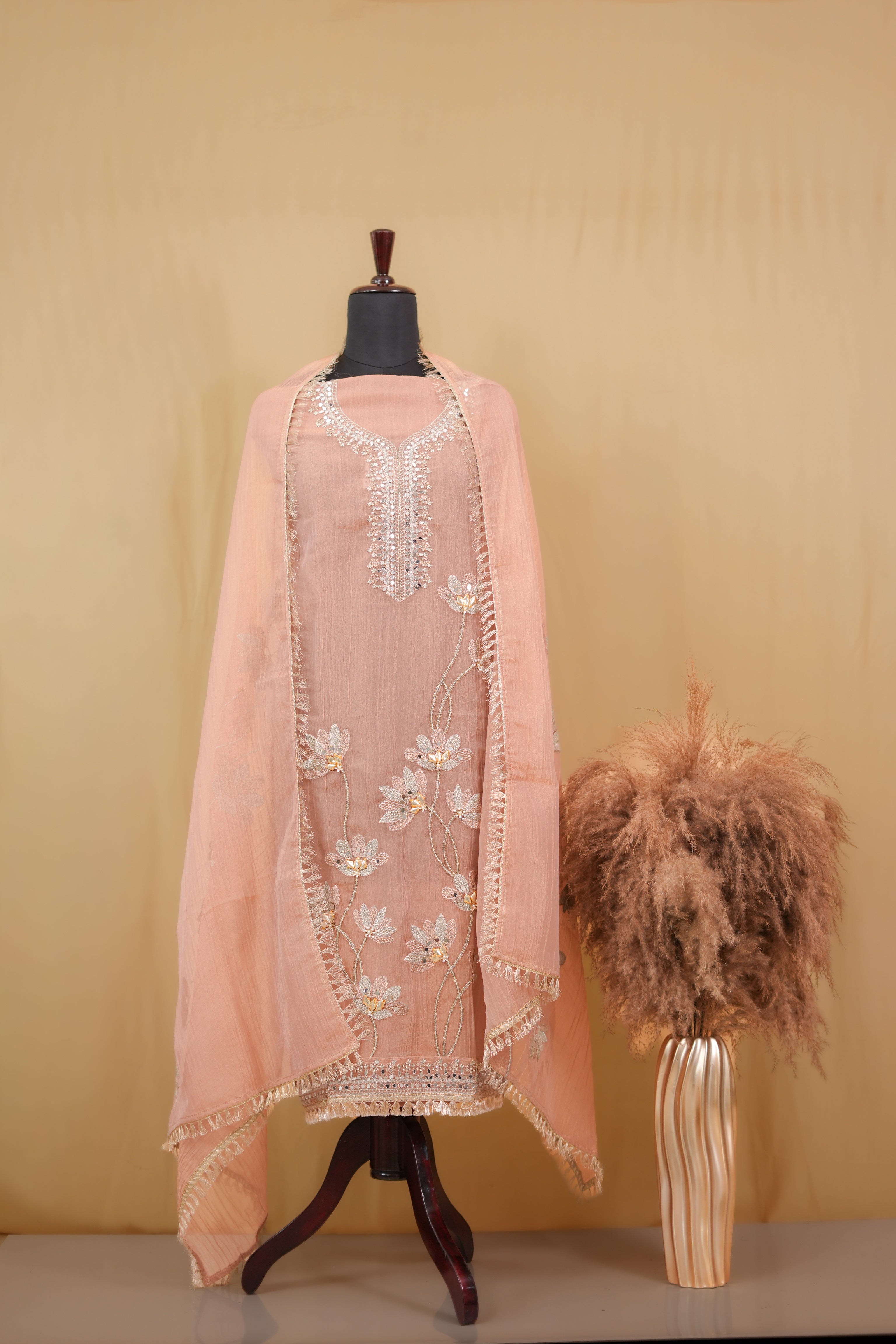 The Pastel Lotus Lattice unstitched suit
