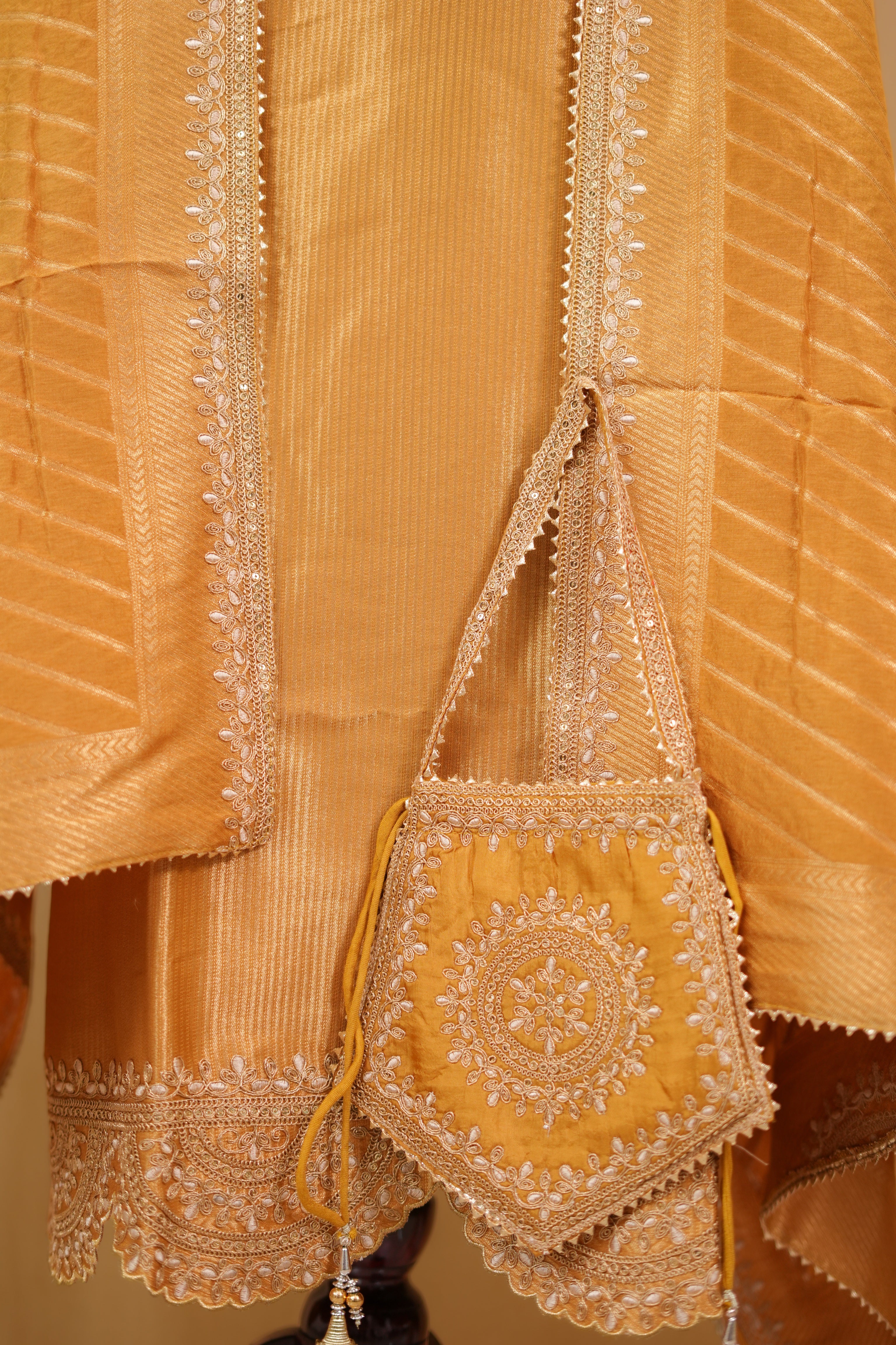 Terracotta Zari Craft unstitched suit