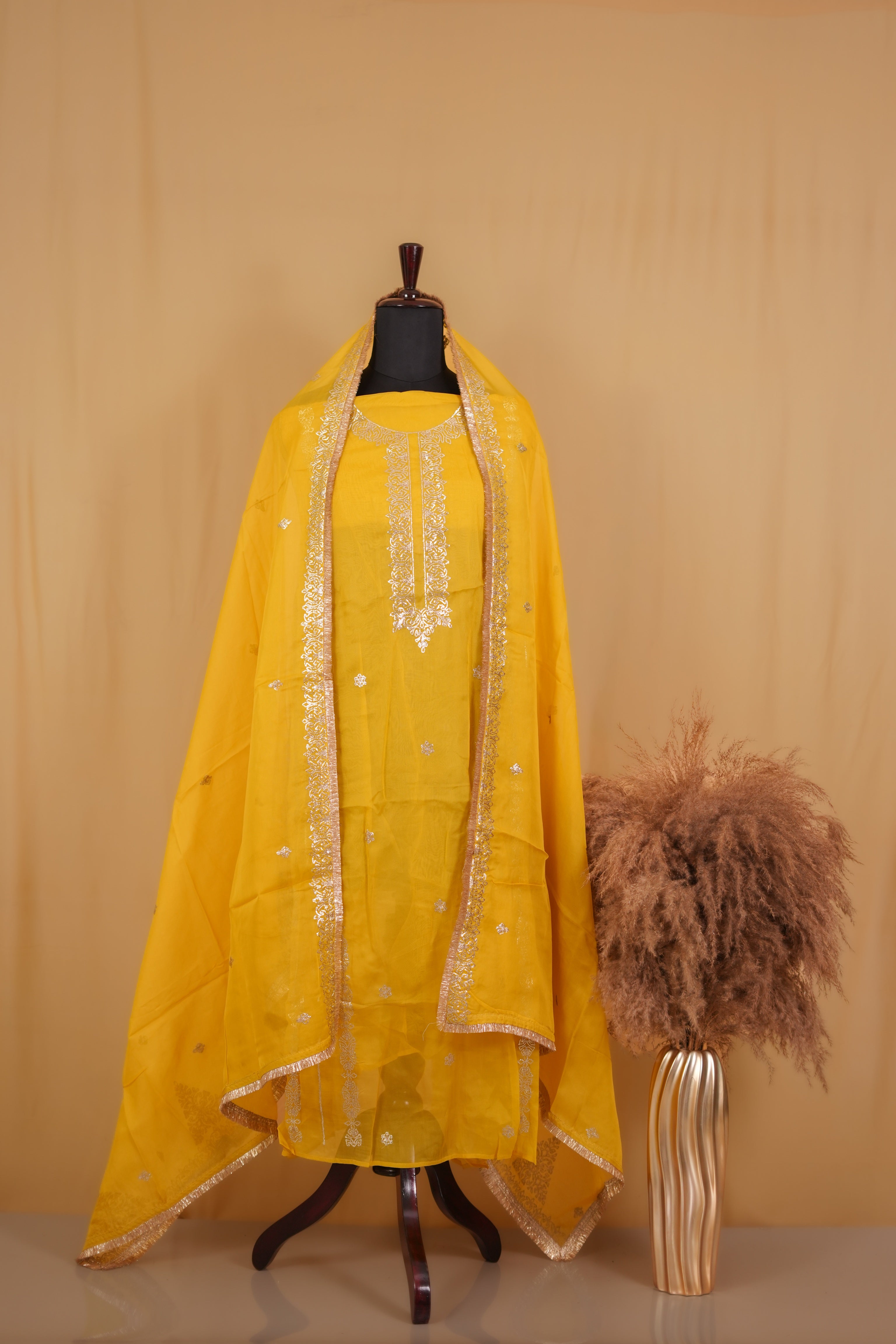 Dawning Gold Petals unstitched suit