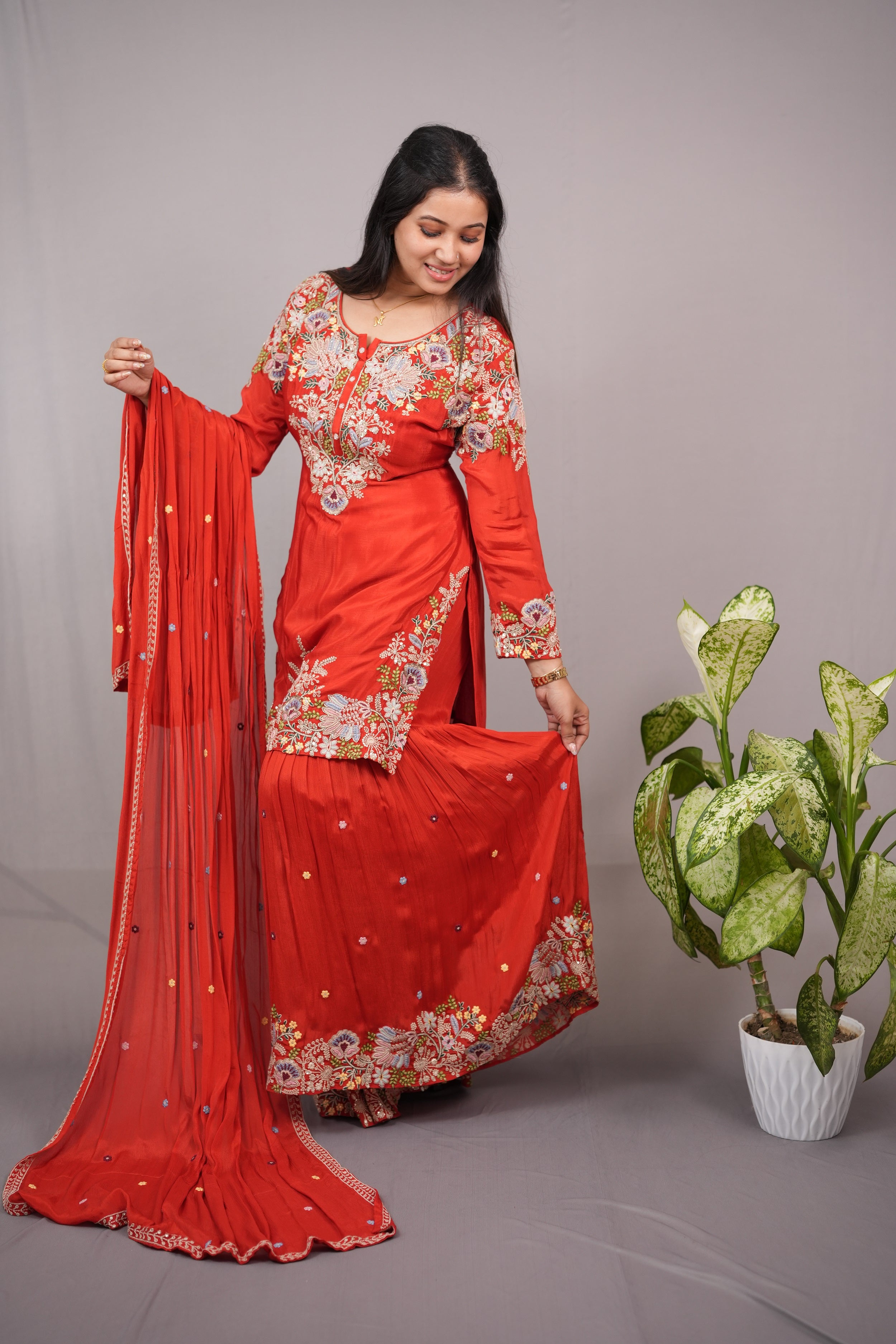 Orange Sharara Set